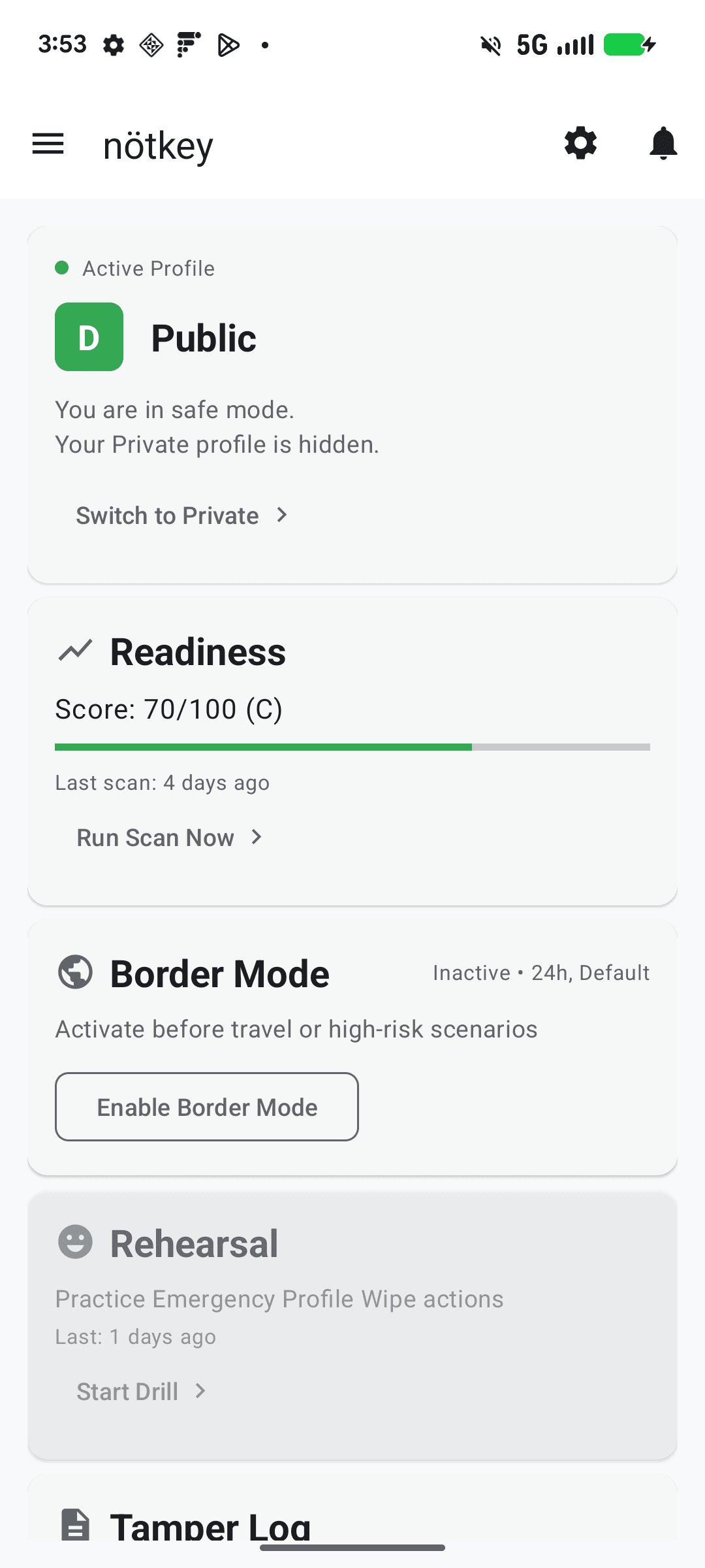 nötkey Public Profile dashboard